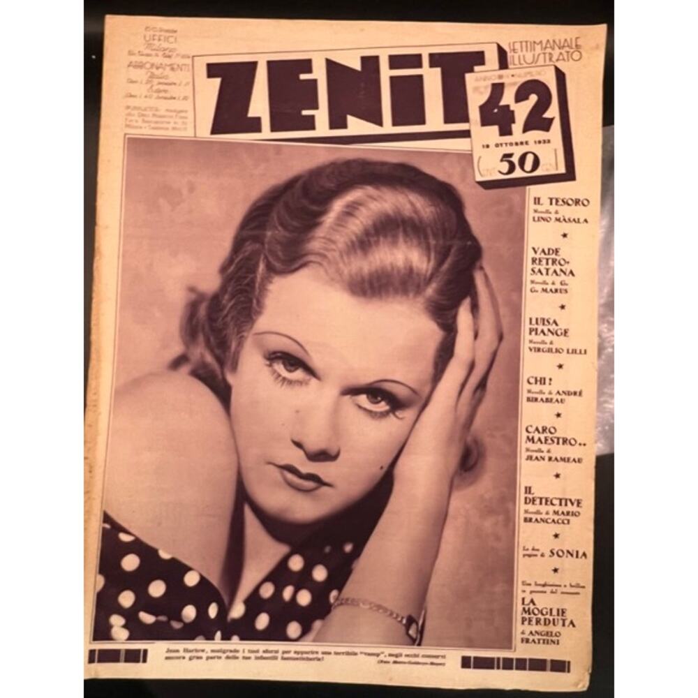 RARE Italian 1932 Jean Harlow Magazine Gary Cooper, Dinner at Eight, Saratoga